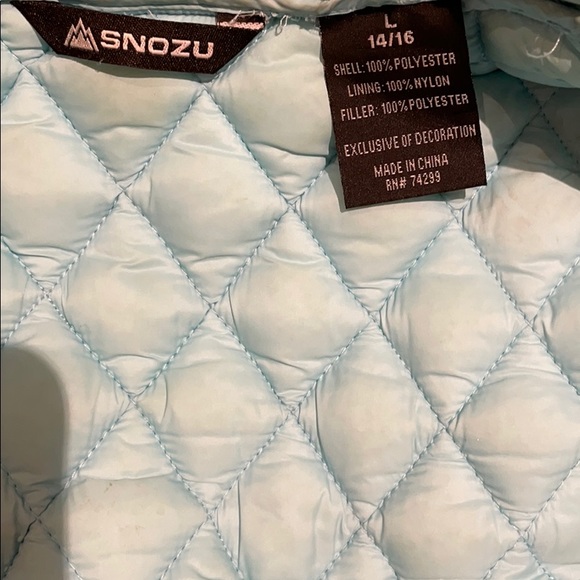 Light gray with turquoise interior puffer jacket - Picture 6 of 6